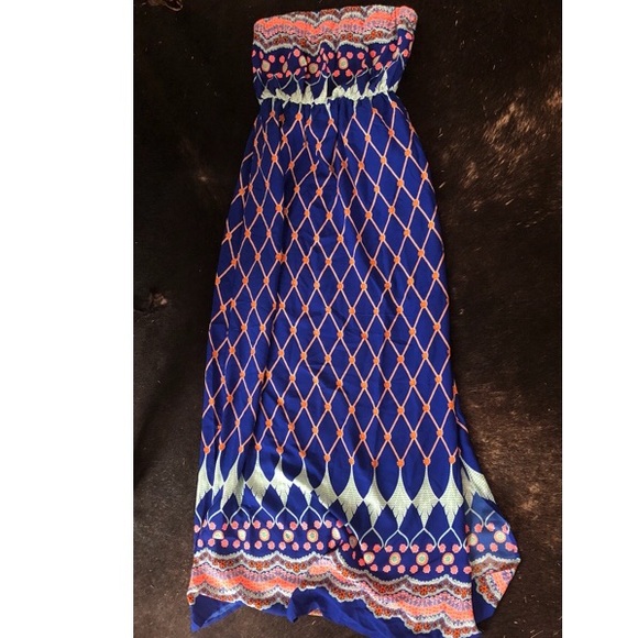 Colorful Strapless Maxi Dress - Picture 1 of 4